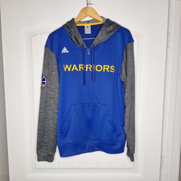 adidas Golden State Warriors Jacket Mens Medium Blue Full Zip Drawstring Hoodie - Picture 1 of 7
